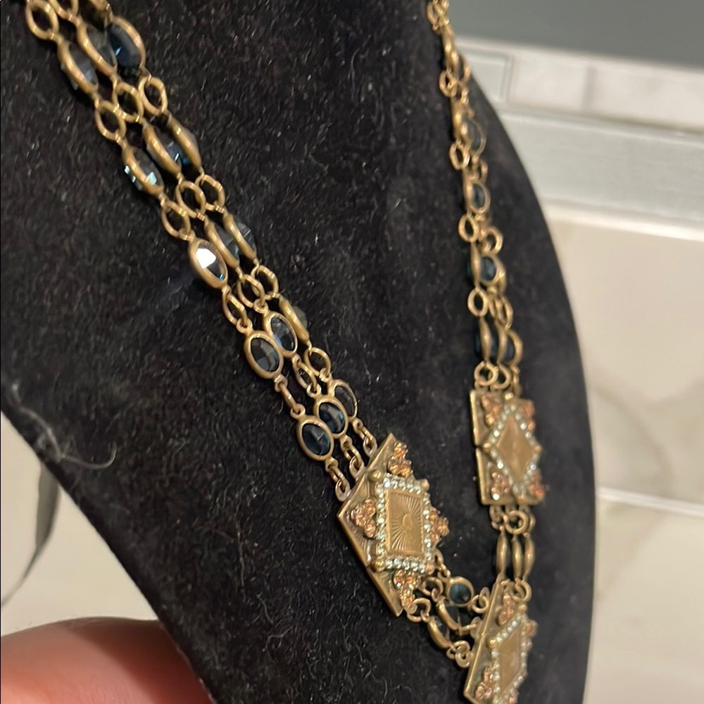 SORRELLI Vintage Gold and Blue Necklace - Picture 9 of 9